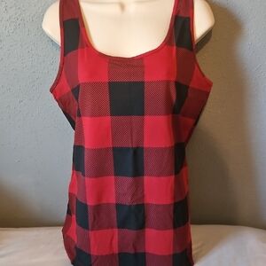 Plaid Red and Black Women's Tank Top